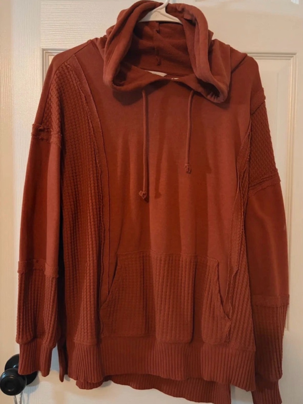 Time and Tru Women's Crewneck Hoodie Sweater - Rust